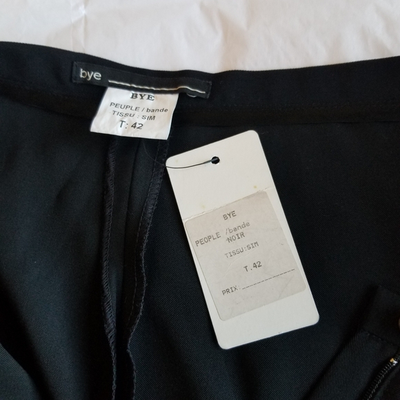 BYE Black Pants with White Side Seam Stripes, Size US 6 (FR 42), NWT - Picture 6 of 7